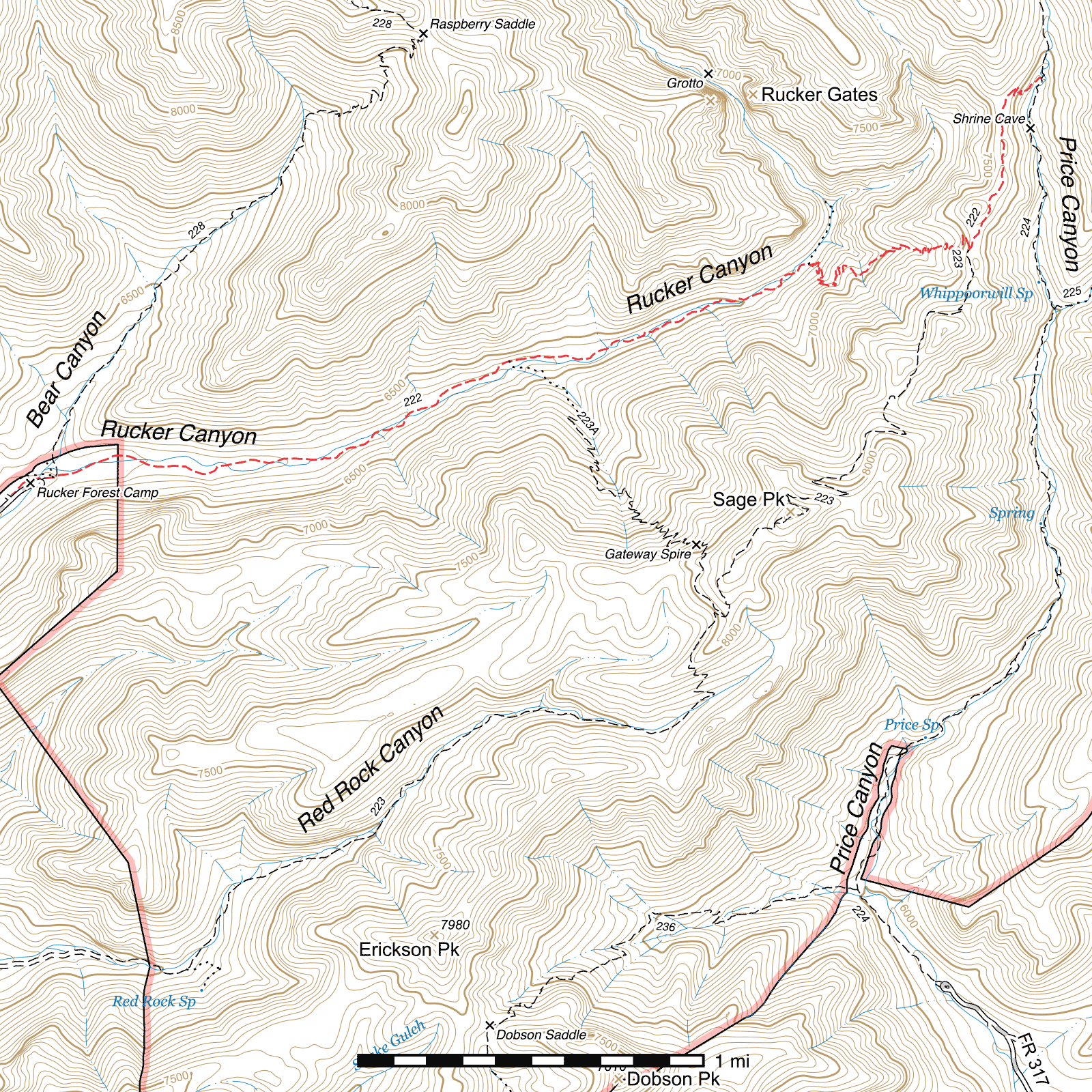 Topographic map of Rucker Trail #222