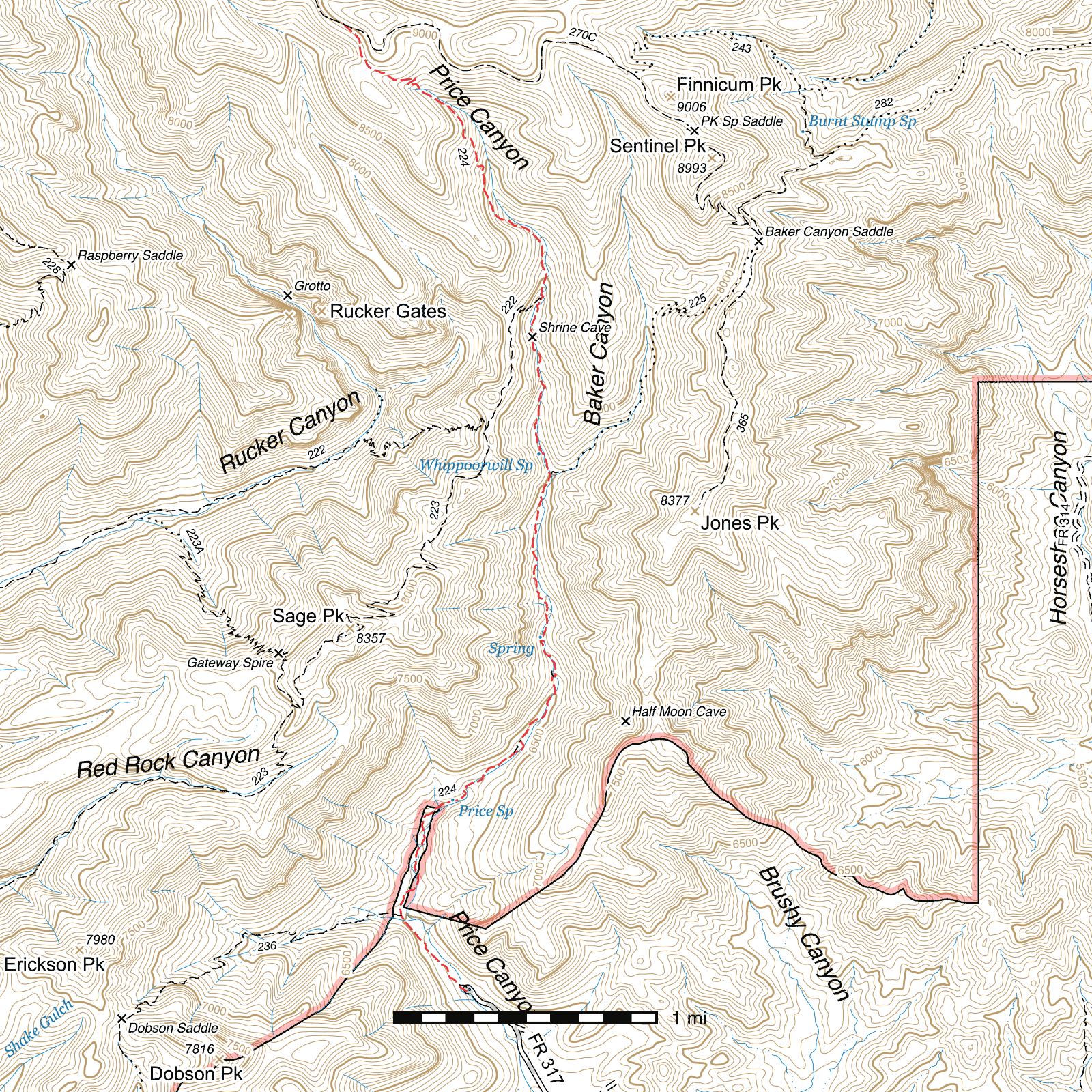 Topographic map of Price Canyon Trail #224
