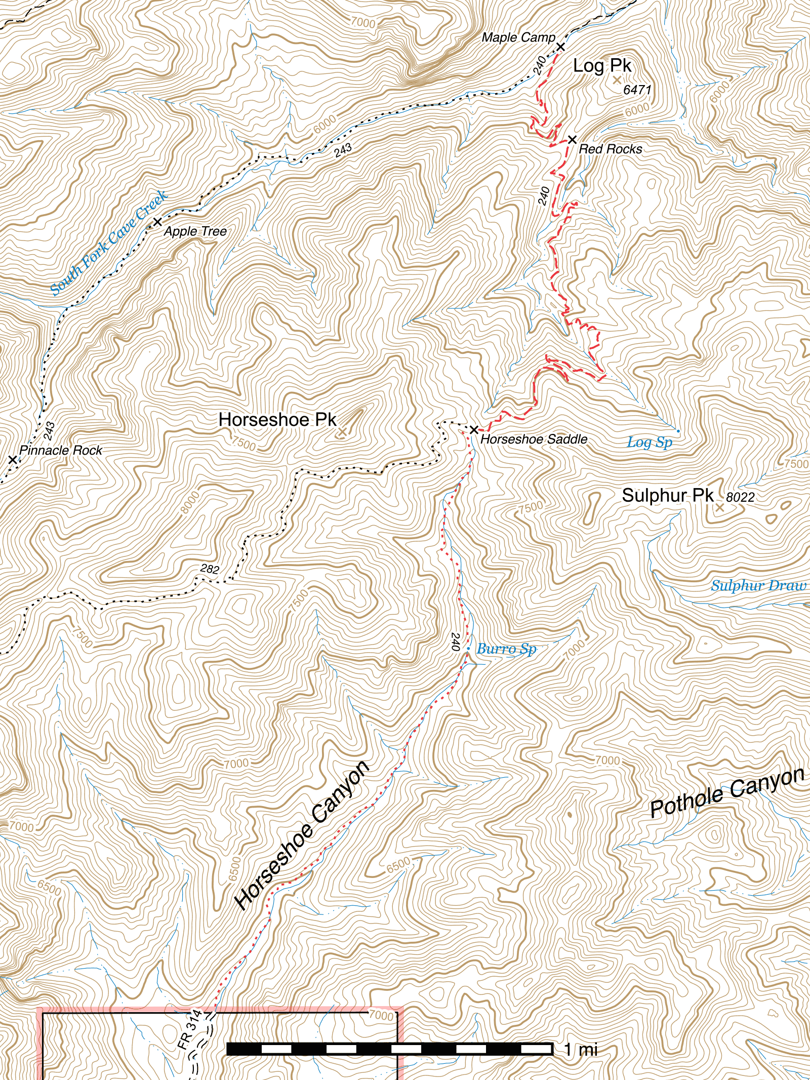 Topographic map of Burro Trail #240