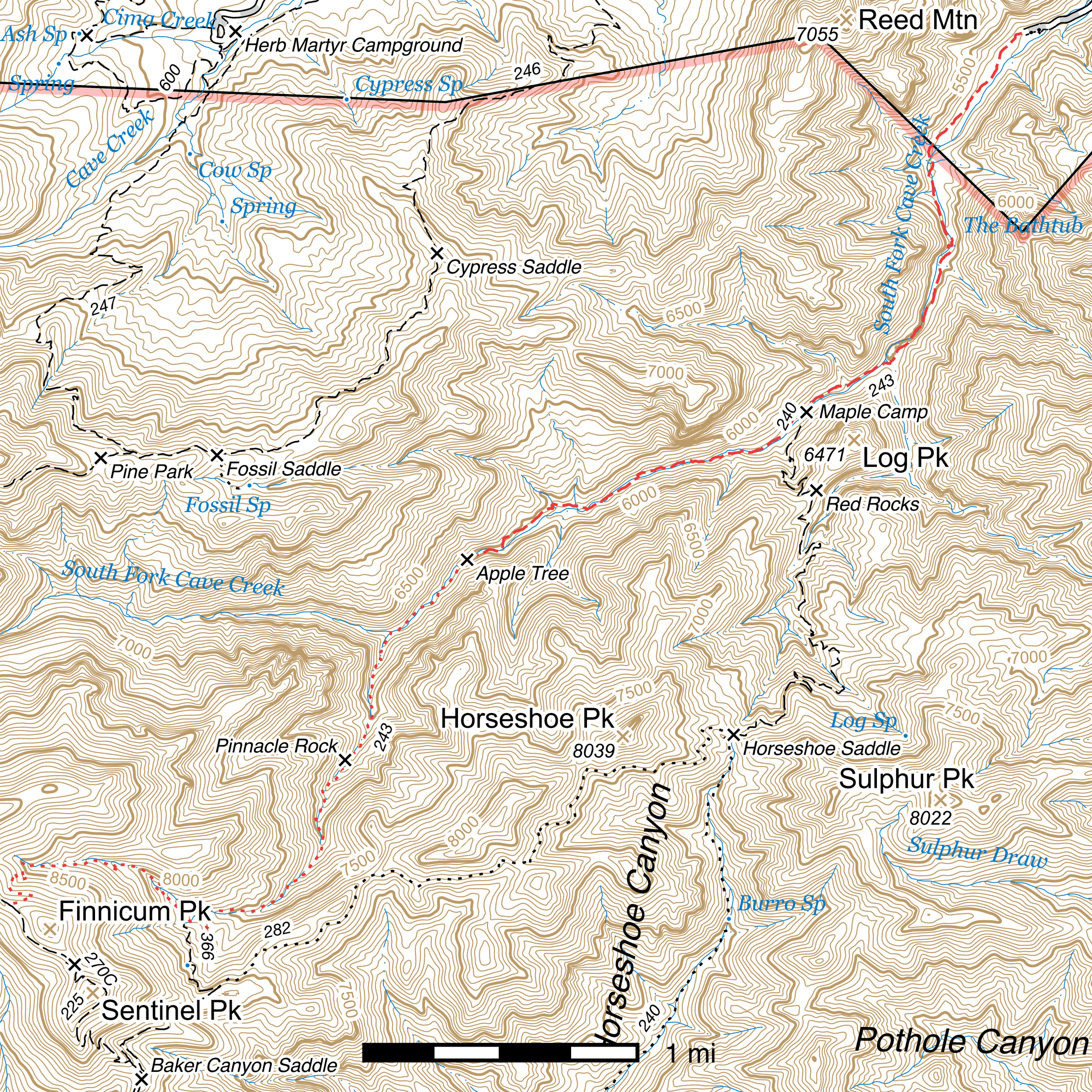 Topographic map of South Fork Trail #243