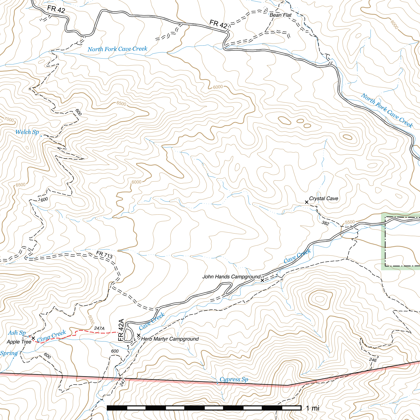 Topographic map of Ash Spring Trail #247A