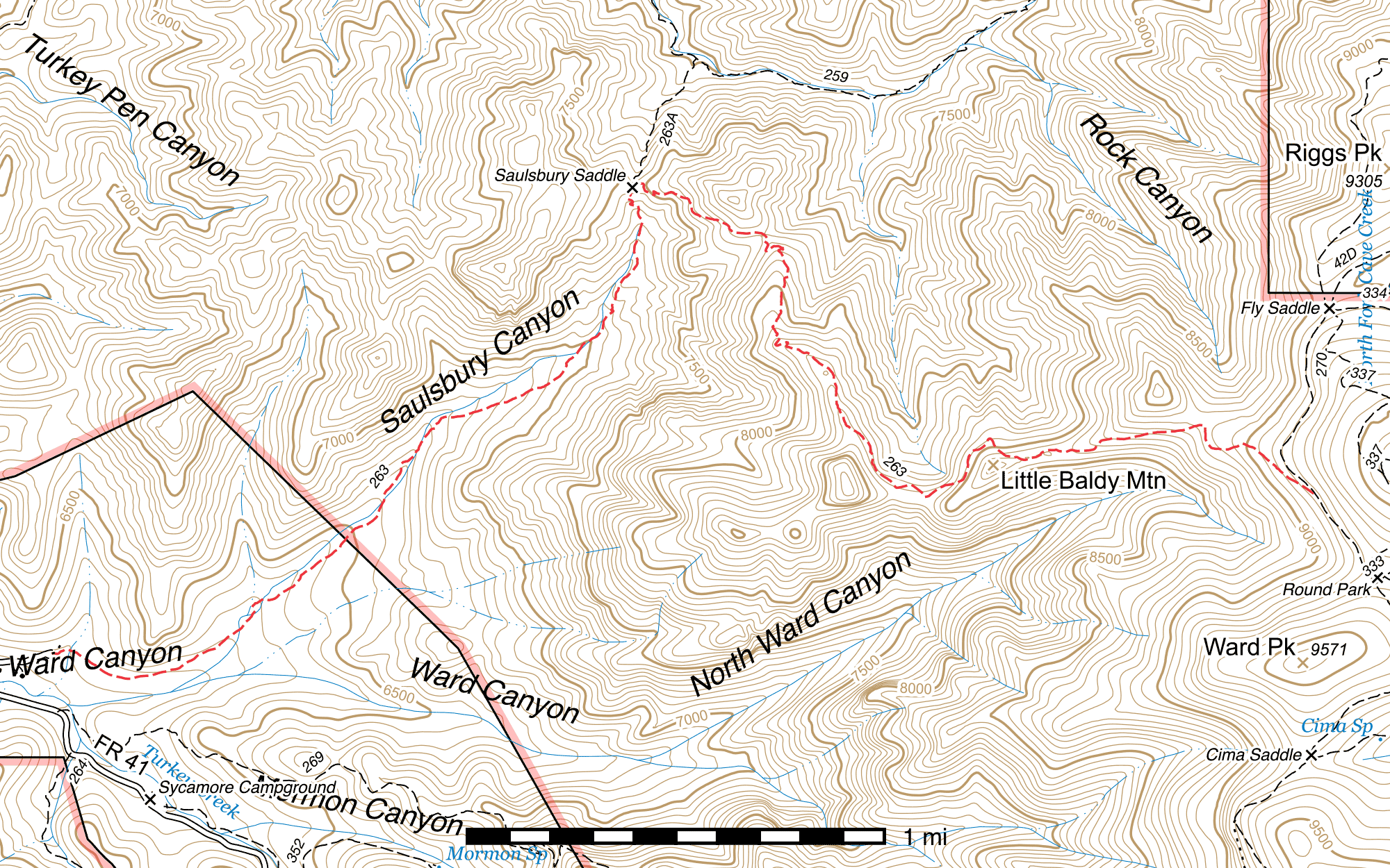 Topographic map of Saulsbury Trail #263