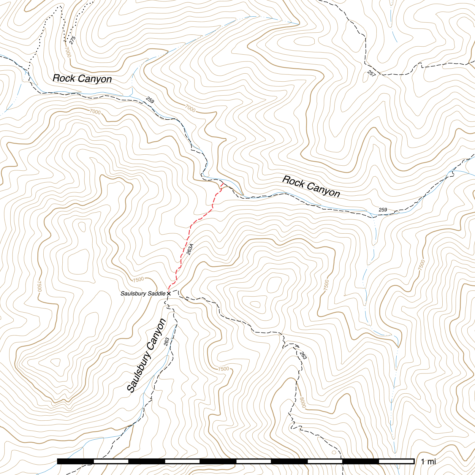 Topographic map of Saulsbury Saddle Trail #263A