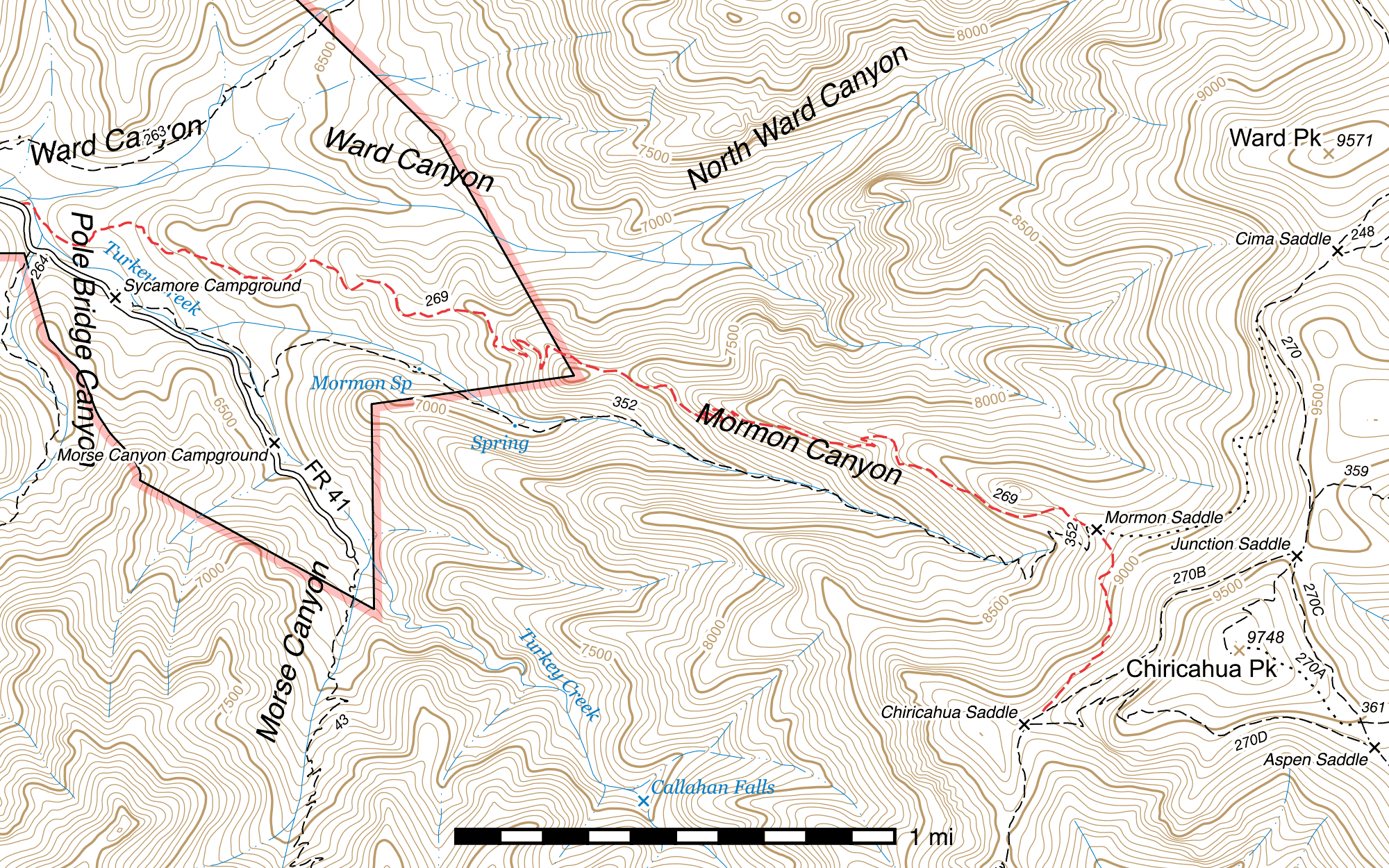 Topographic map of Mormon Ridge Trail #269