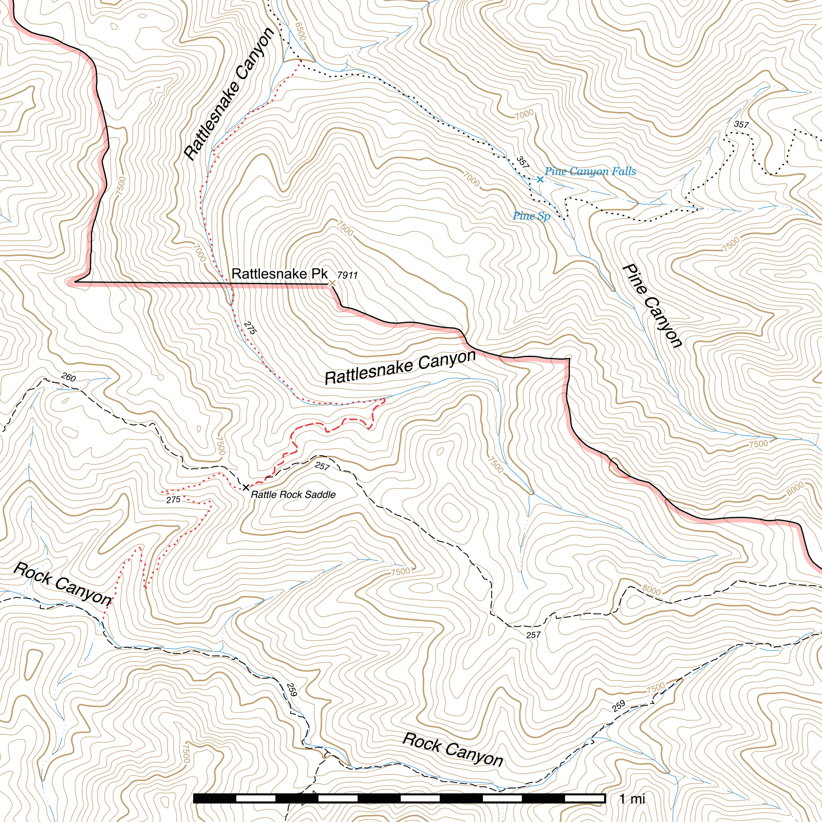 Topographic map of Rattlesnake Trail #275