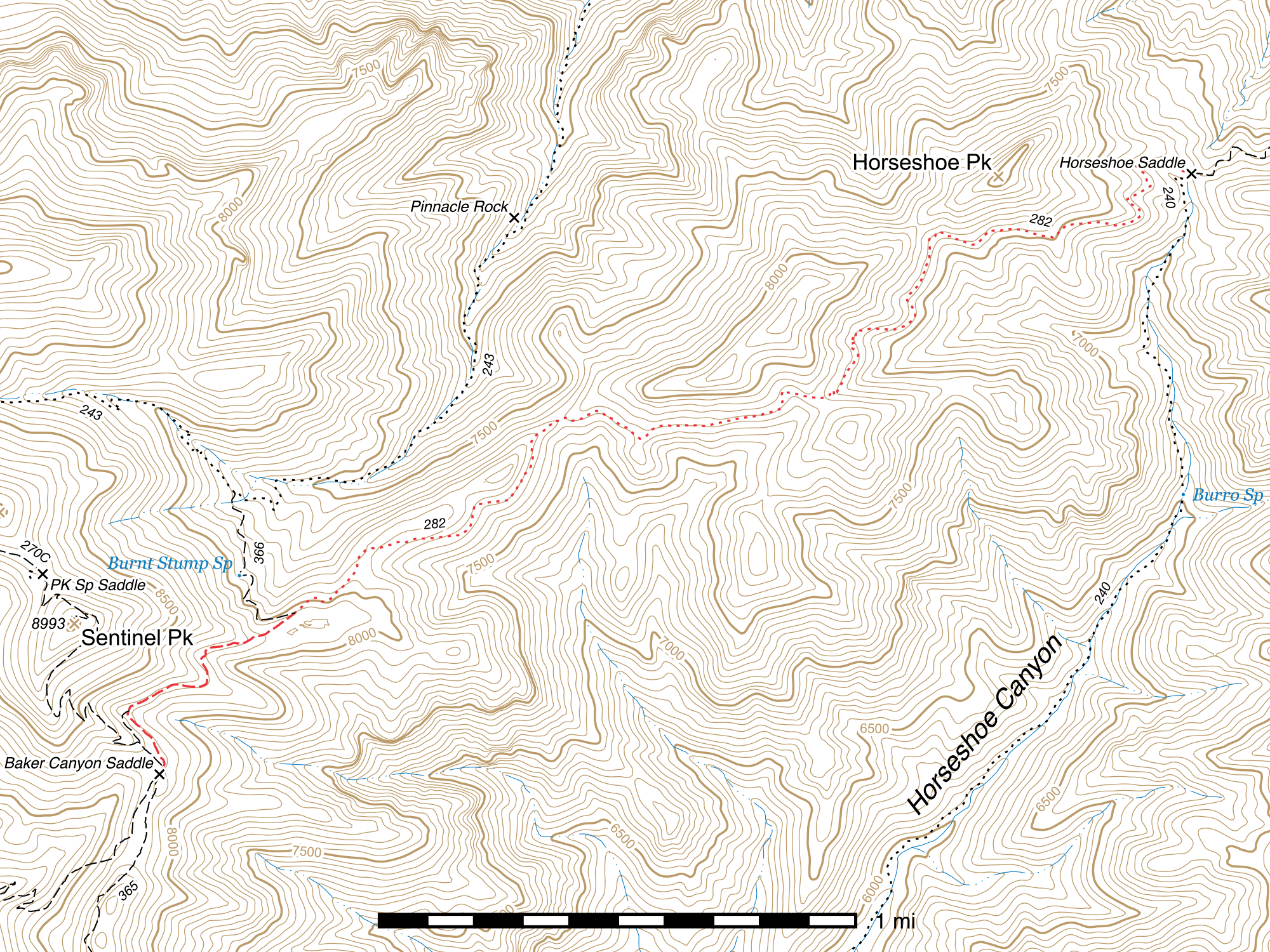 Topographic map of Horseshoe Ridge Trail #282