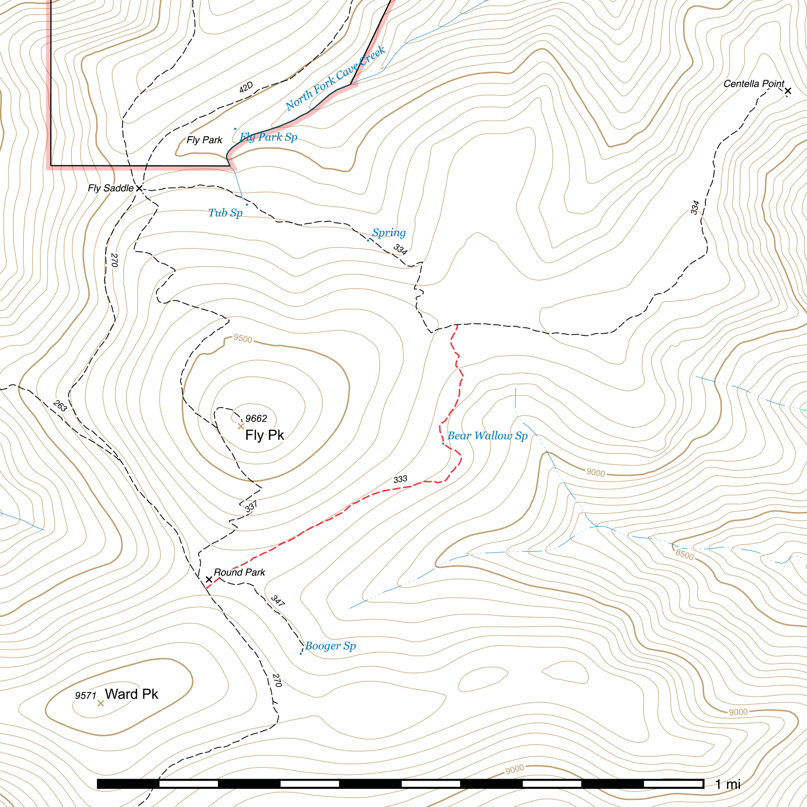 Topographic map of Bear Wallow Trail #333