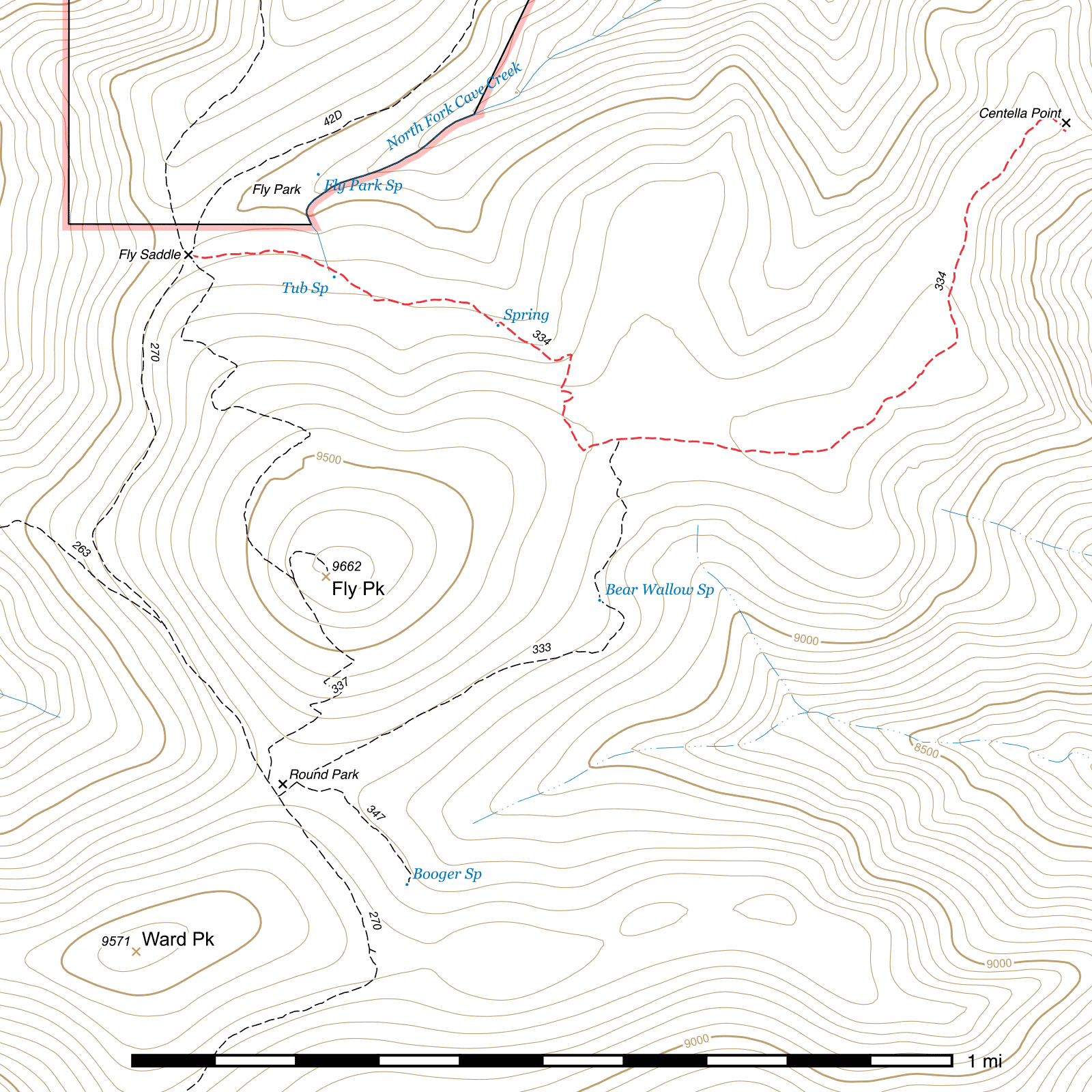 Topographic map of Centella Trail #334