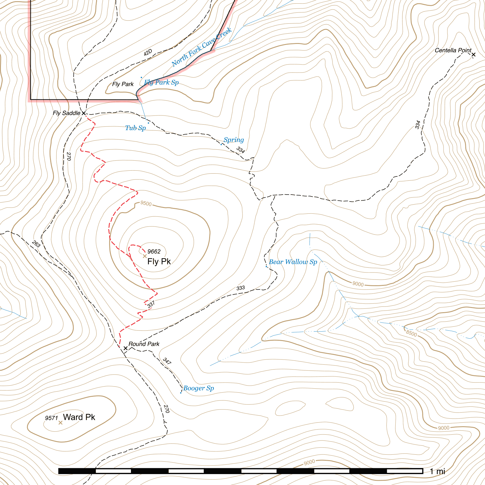 Topographic map of Fly Peak Trail #337