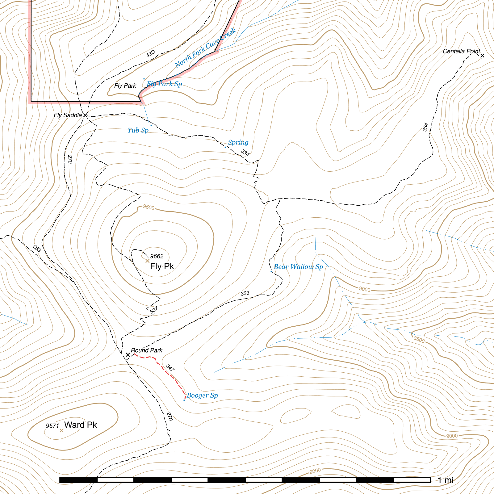 Topographic map of Booger Spring Trail #347