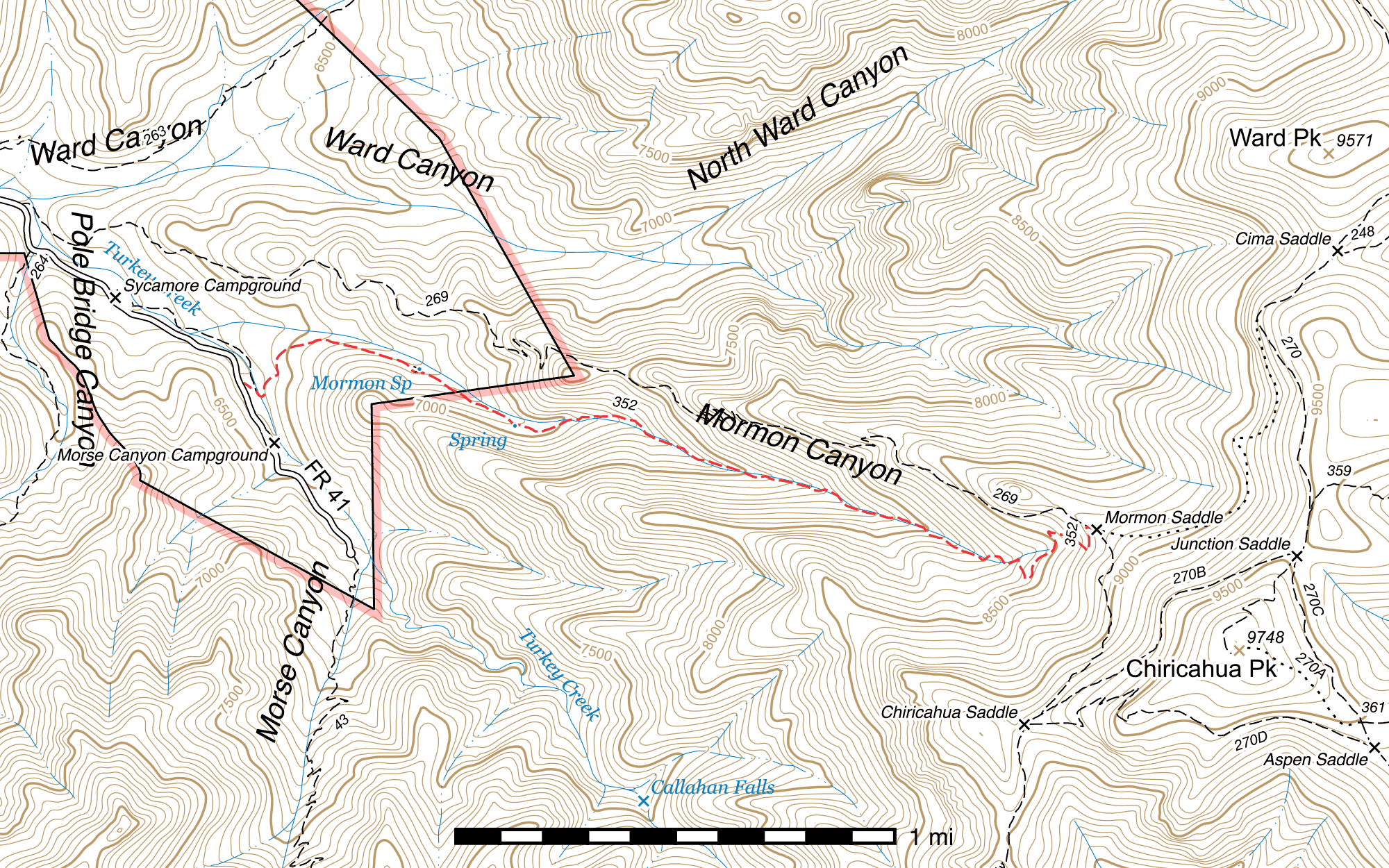 Topographic map of Mormon Canyon Trail #352