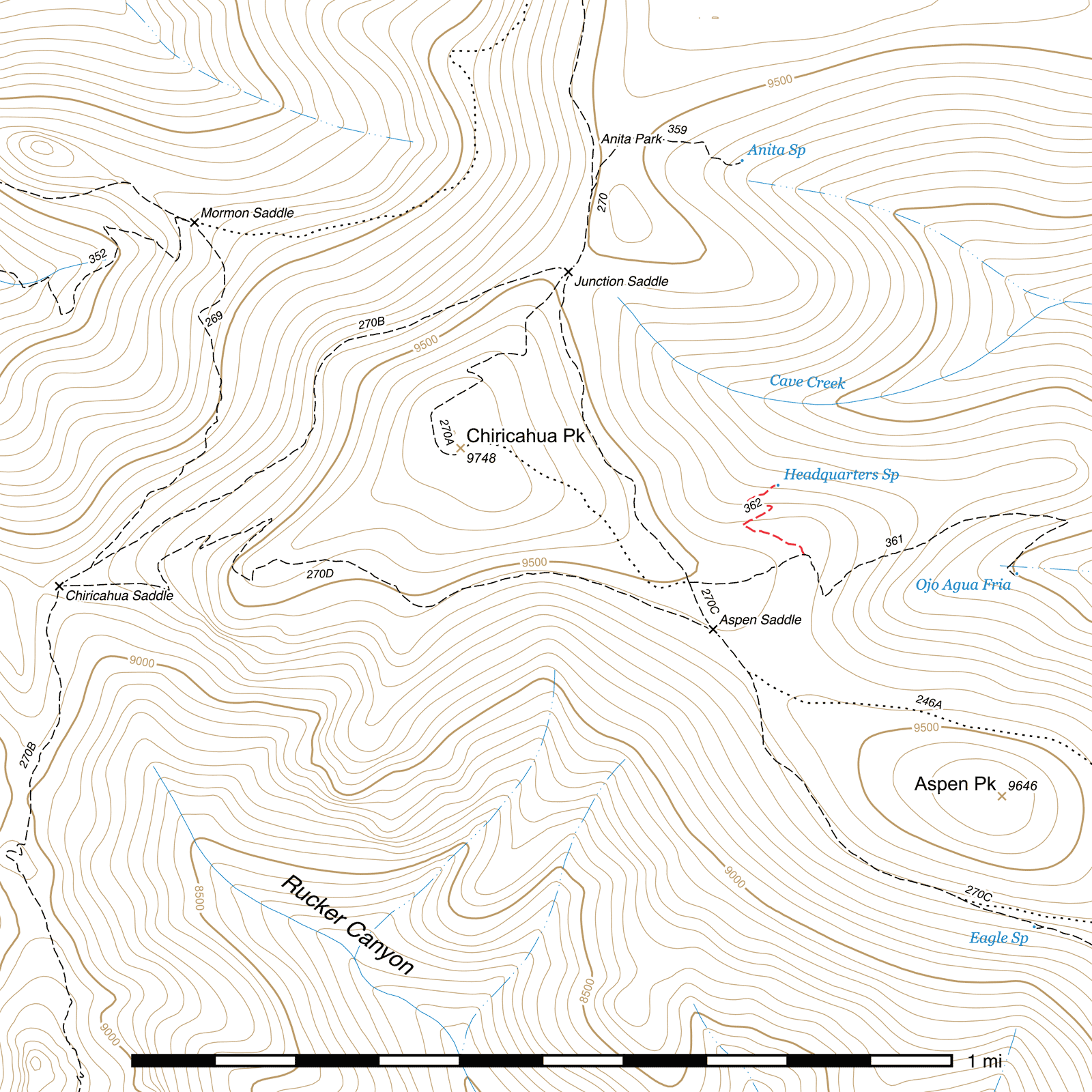 Topographic map of Headquarters Spring Trail #362
