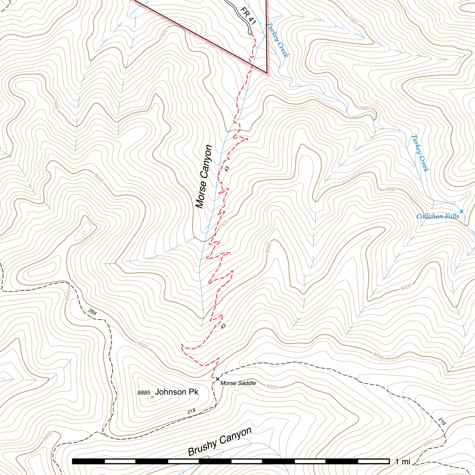 Topographic map of Morse Canyon Trail #43