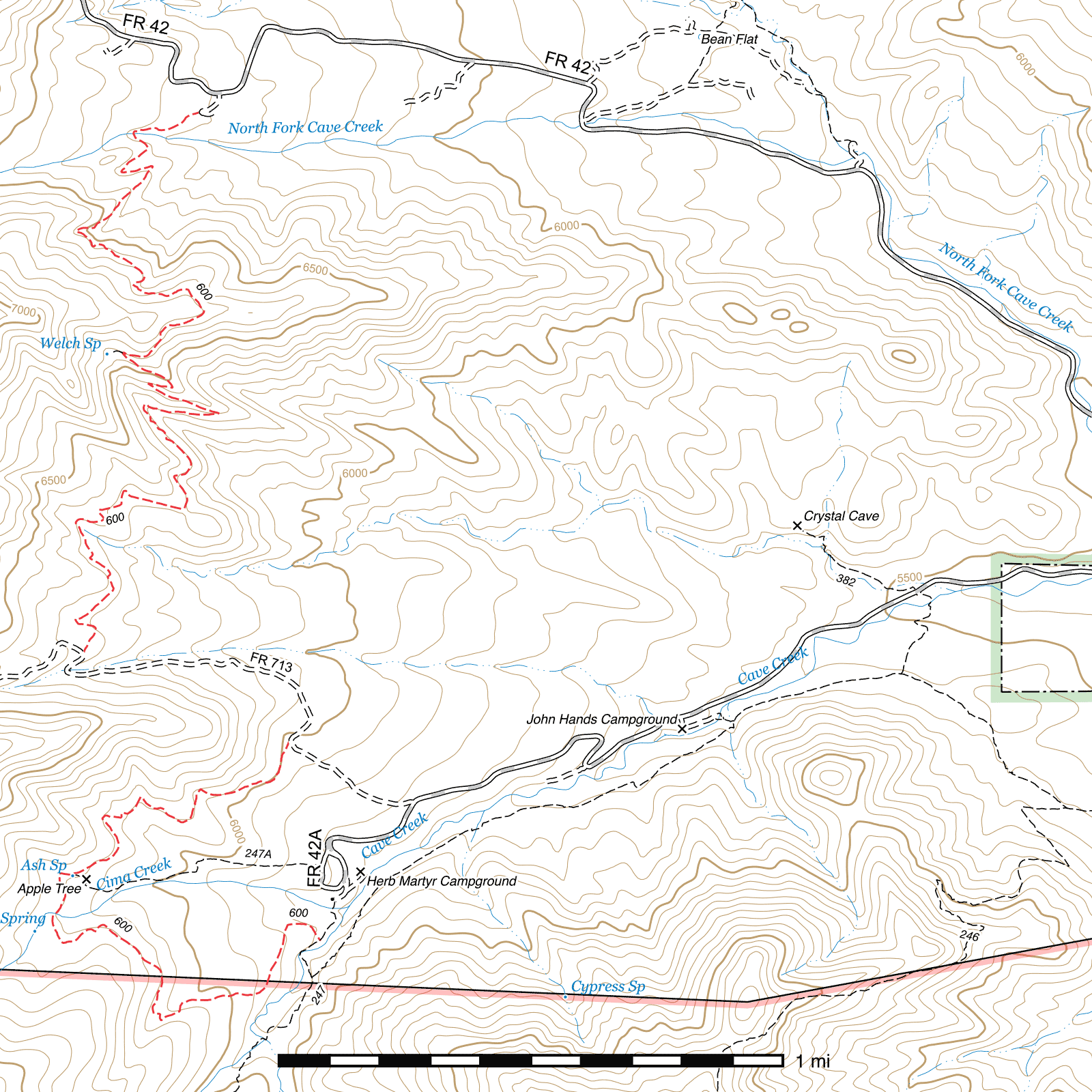 Topographic map of Basin Trail #600