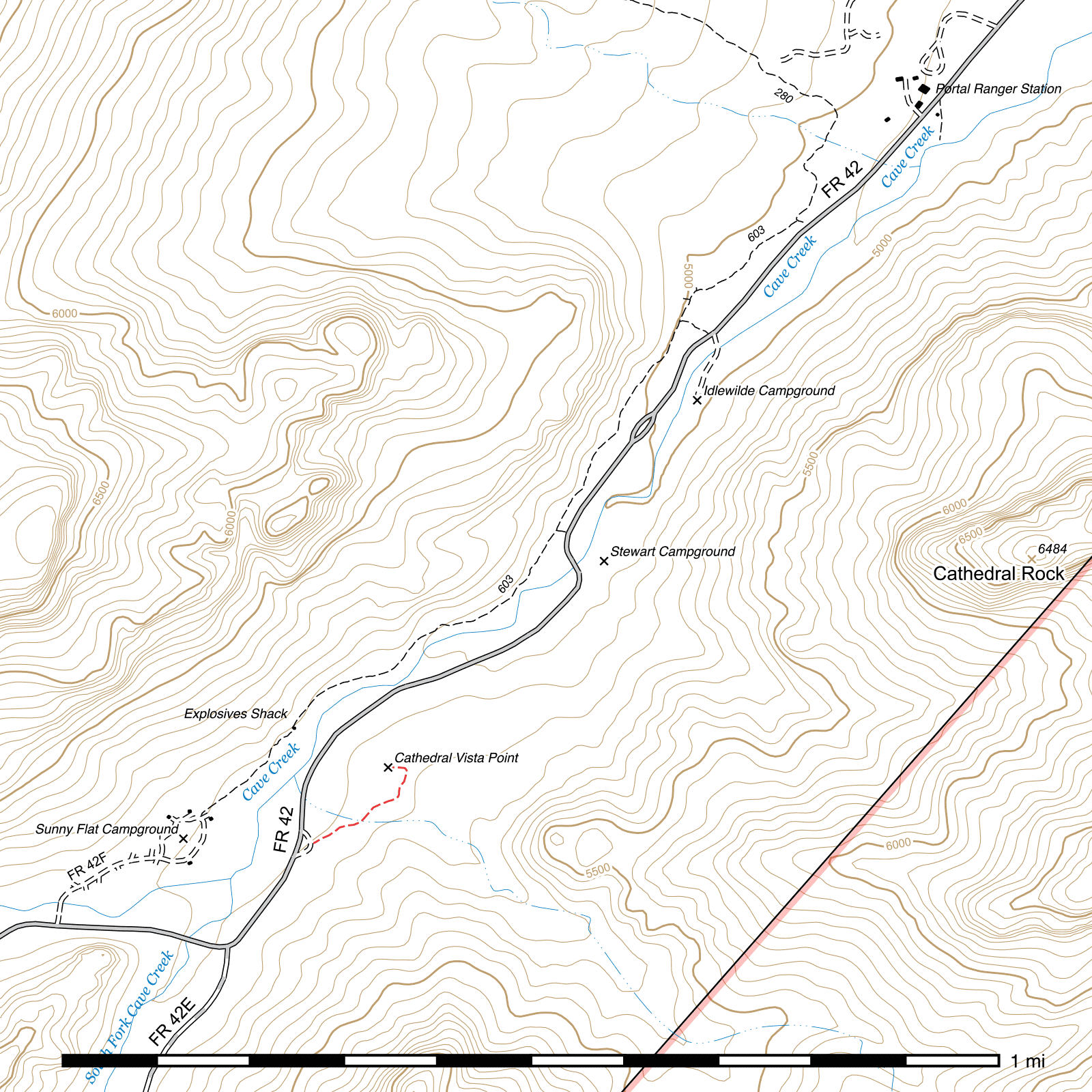 Topographic map of Cathedral Vista Trail